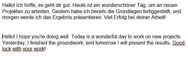 Übersetzung im Word-Dokument